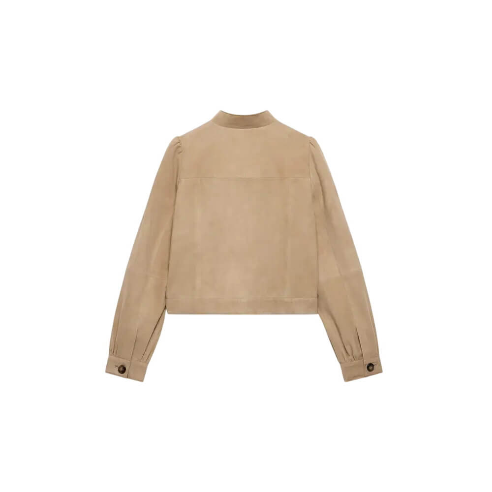 Mint Velvet Neutral Suede Puff Sleeve Jacket